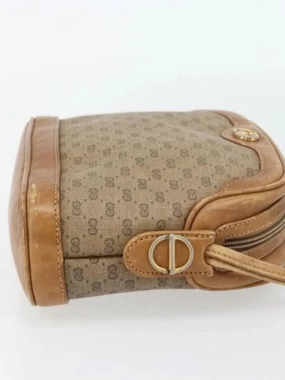 GUCCI Micro GG Supreme Shoulder Bag PVC Beige Gold Auth ka4395